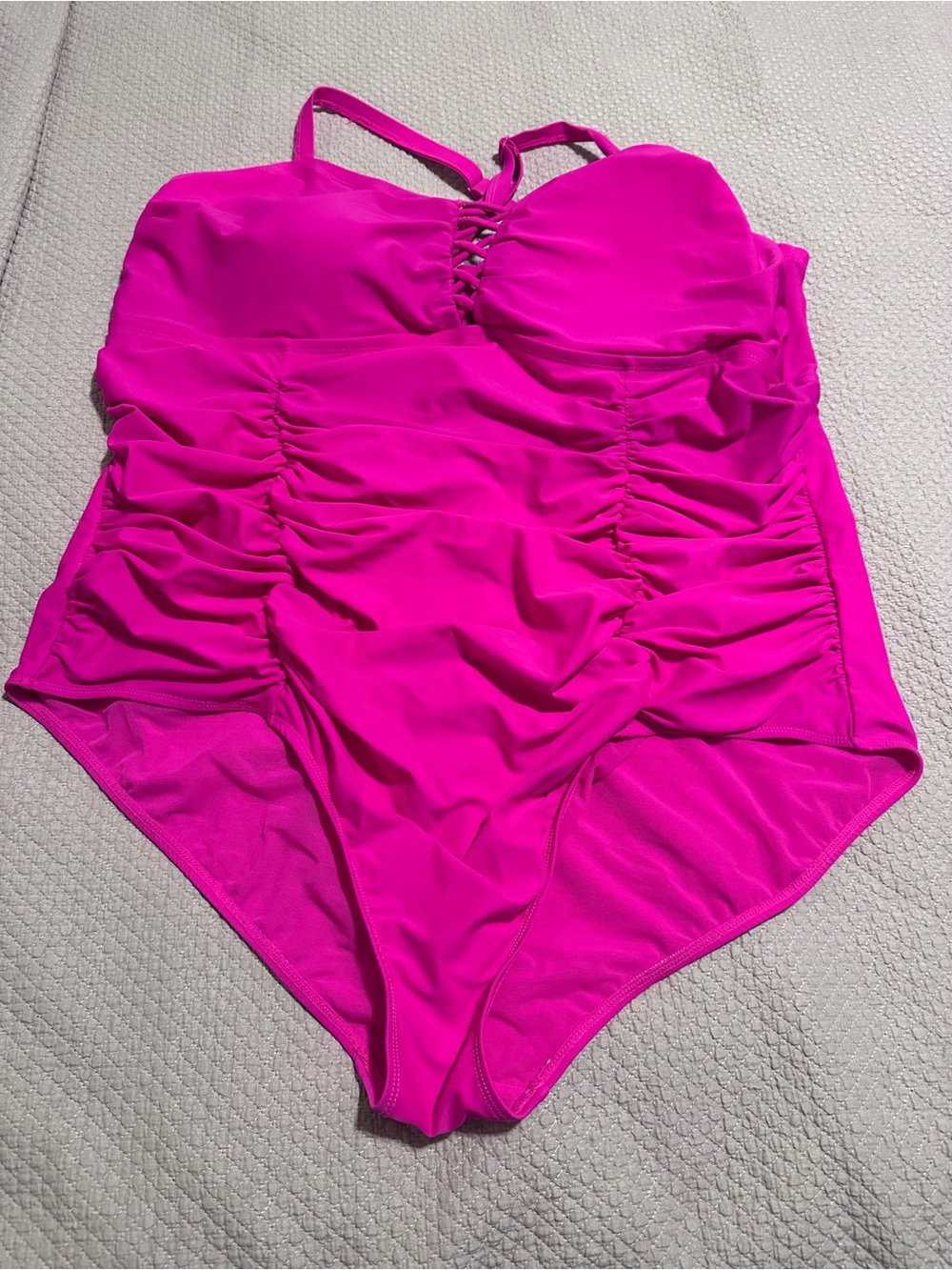 torrid Hot Pink Lace-Up One-Piece Swimsuit